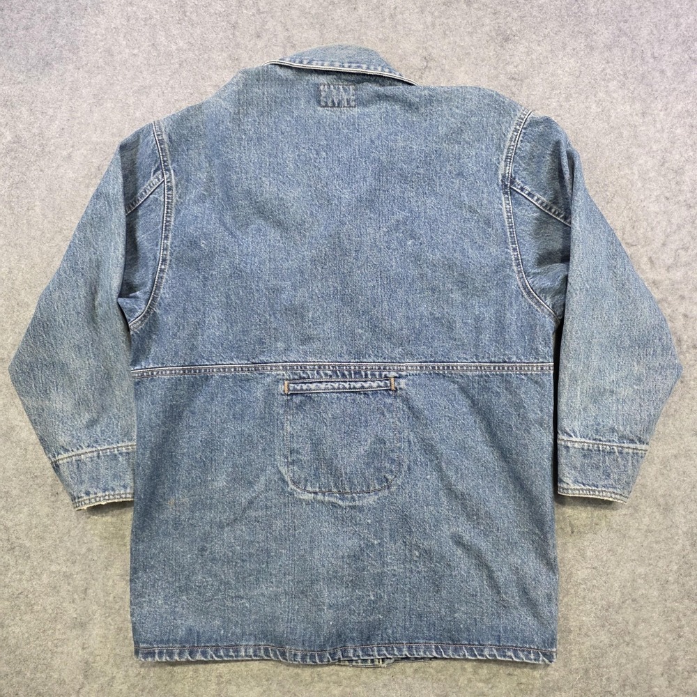 VTG Driver Jacket Mens Medium Blue Denim Chore Workwear Utility Snap Made USA - Picture 15 of 16